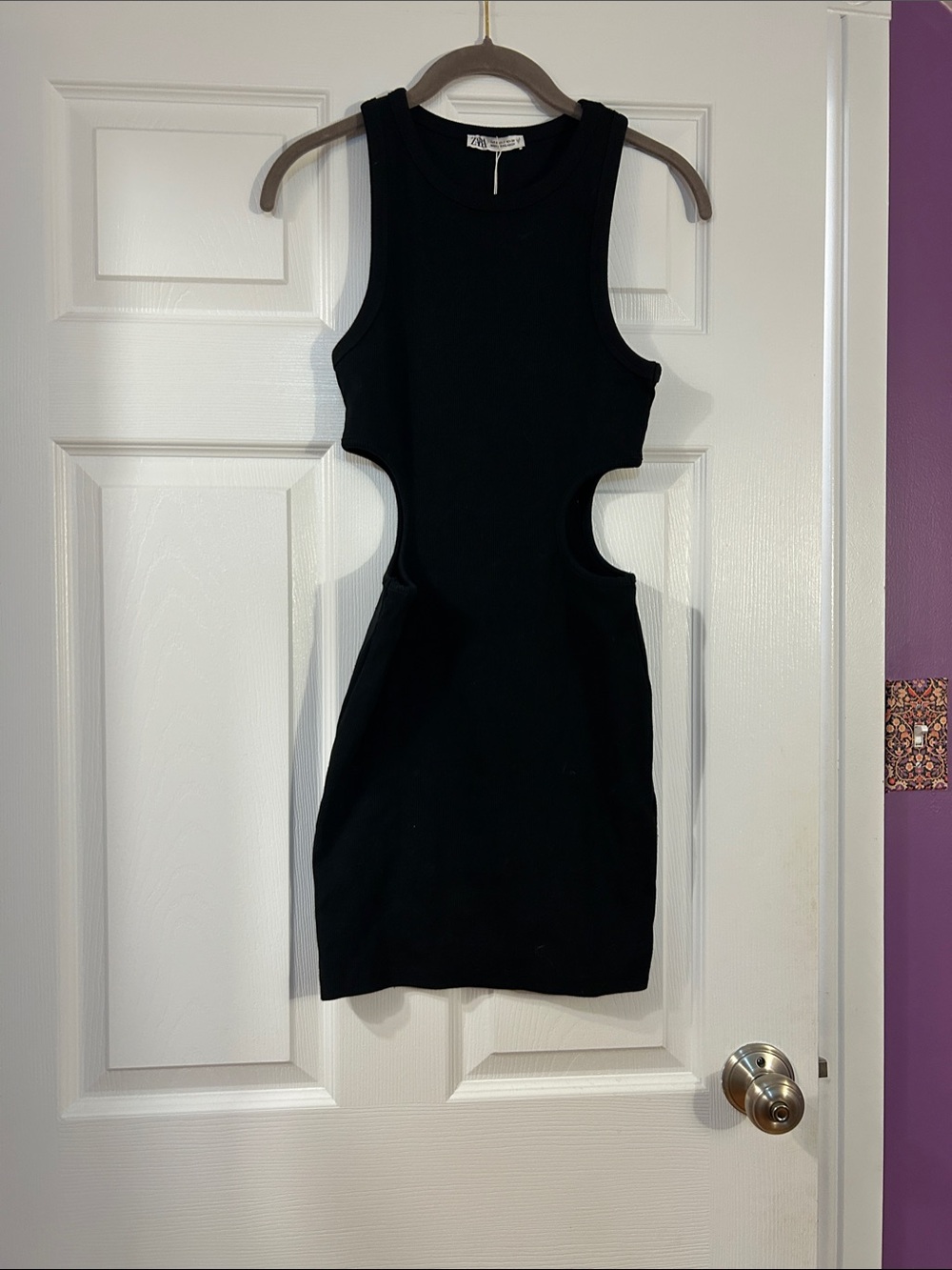 Zara NWT size small Black Cutout Bodycon Mini Dress